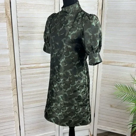 SEN Puff Sleeve Camo Mini Dress Medium - Picture 12 of 14